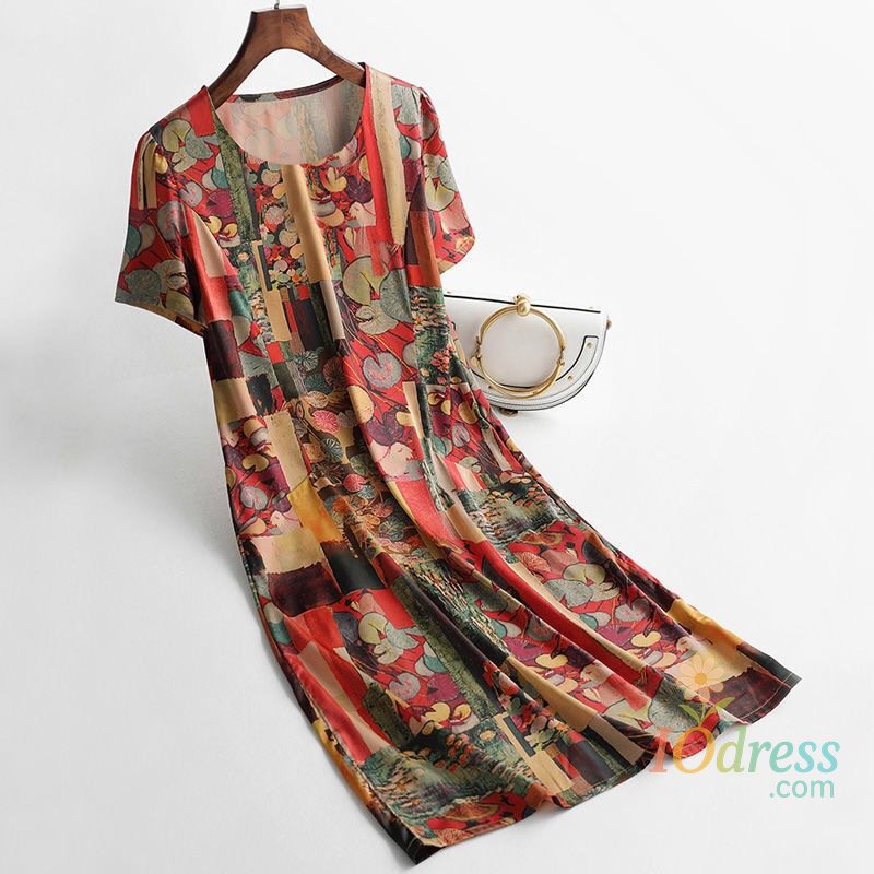 IO Dress Cotton Floral Dress Bohemian Printed Beach Dress Woman Dress Vestido Femme Robe