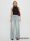 Paltrow Mid Rise Wide Leg Cargo Jeans Faded Blue Wash