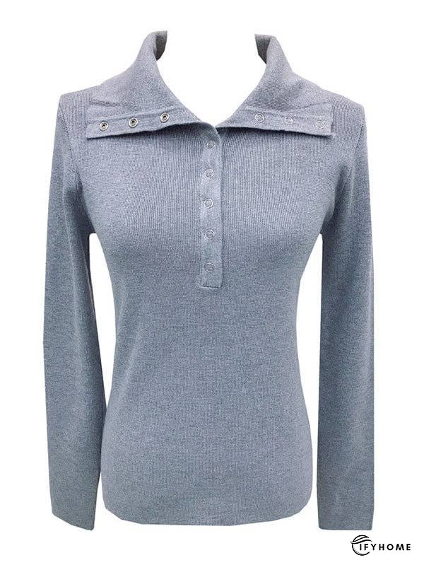 Casual Skinny Loose Solid Color Lapel Collar Pullovers | IFYHOME