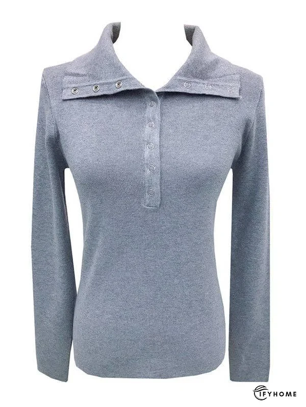 Casual Skinny Loose Solid Color Lapel Collar Pullovers | IFYHOME