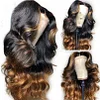 Black Gradient Gold Wave Wigs Middle Part Glueless Long Hair Wave Wigs
