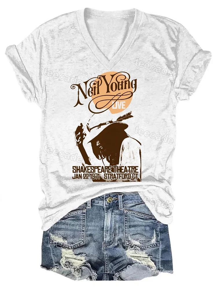 Teecade Teecade Neil Young V-neck T-shirt