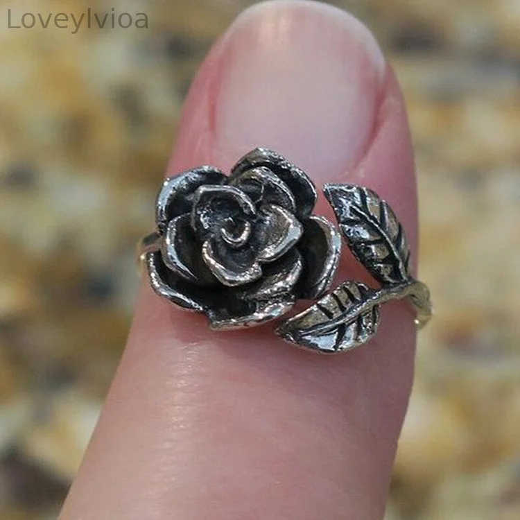 Vintage Silver Adjustable Rose Ring