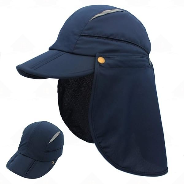 Home Prefer Men Women Safari Fishing Sun Cap with Removable Neck Flap Quick Dry Hats