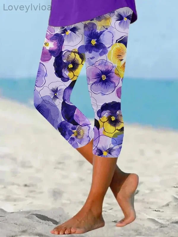 Women's Alzheimer's Purple Floral Leggings