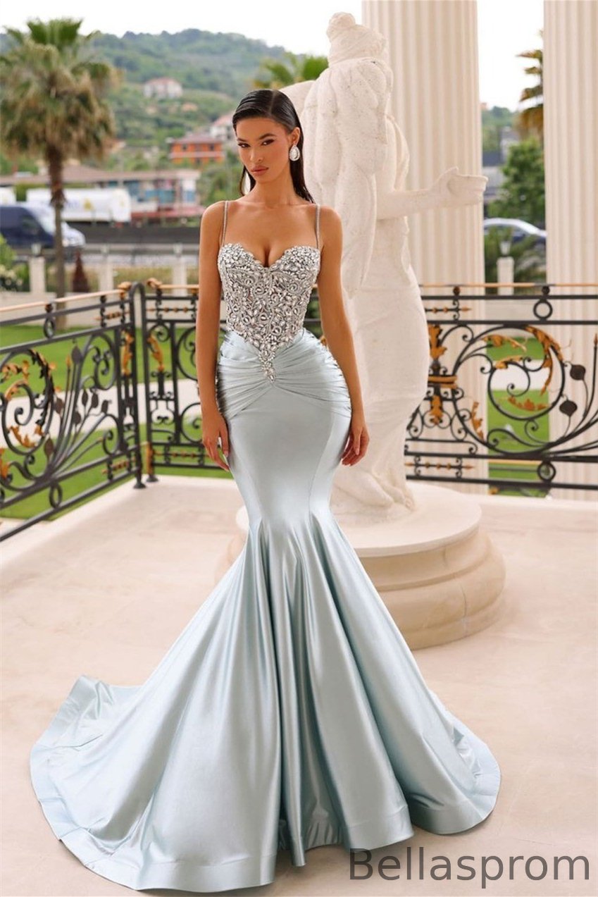 Bellasprom Spaghetti-Straps Sweetheart Mermaid Prom Dress With Crystals Bellasprom