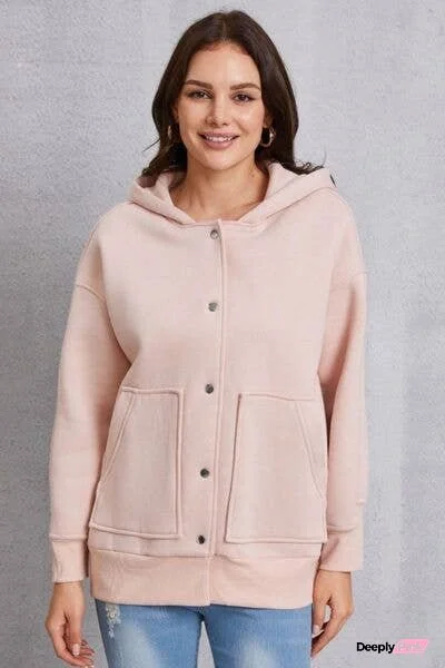 Snap Down Dropped Shoulder Hoodie