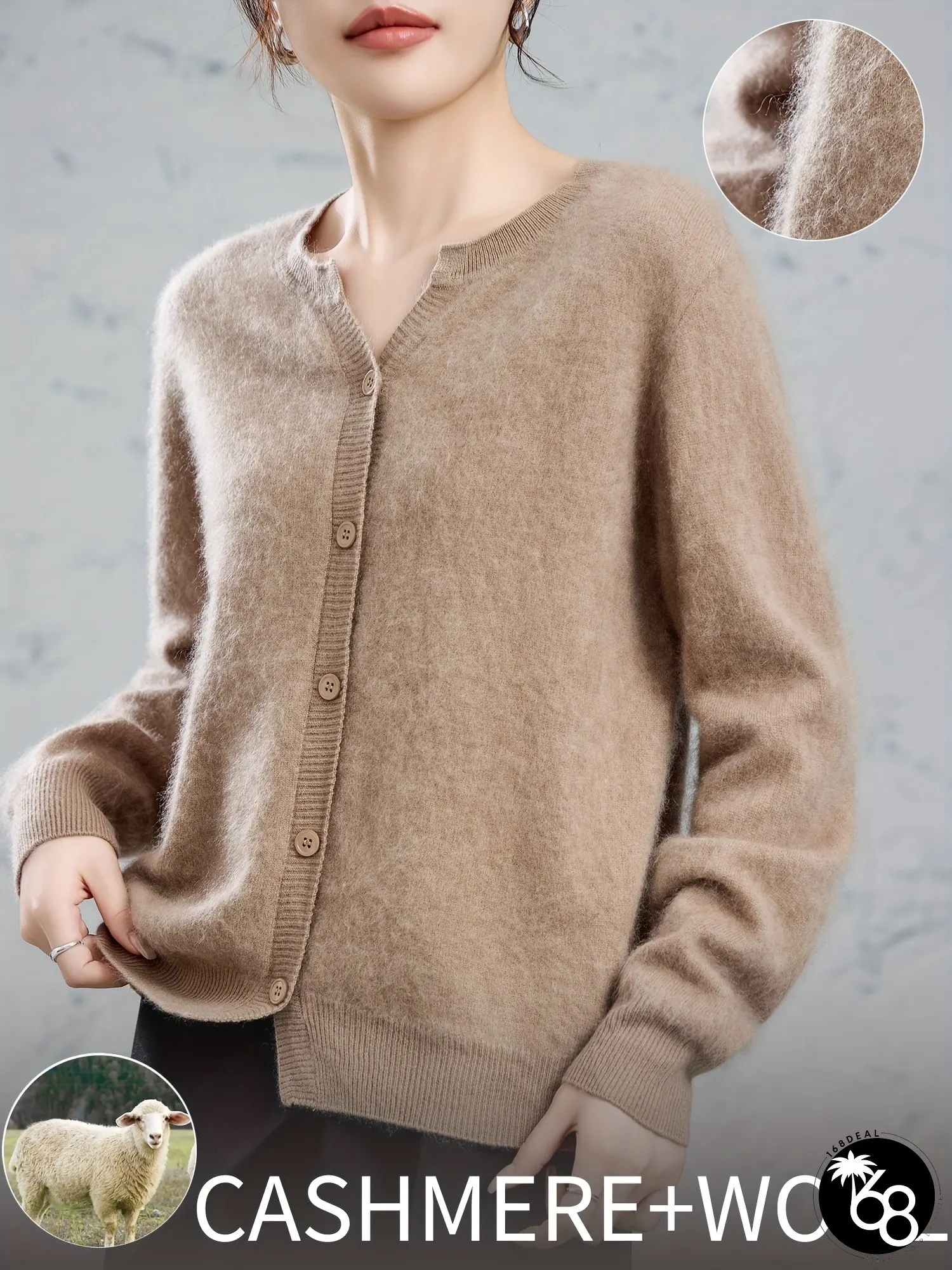 Autumn Winter New Women Sweater Plush Feel Rivaling Brushed Cardigan Fashionable Versatile | 168DEAL