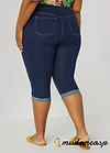 Cuffed Mid Rise Denim Capris