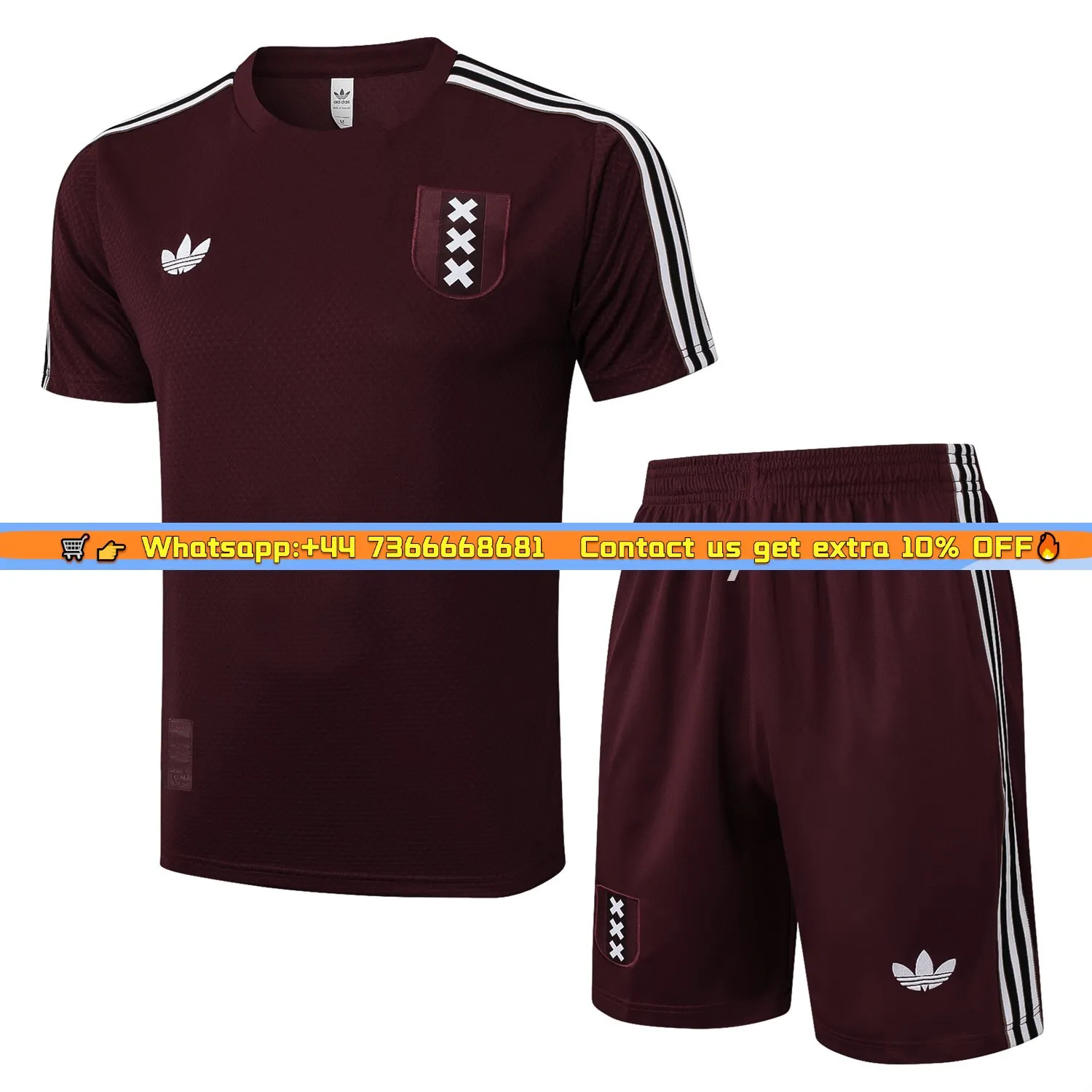 Ajax 25-26 Throwback Trefoil Short-Sleeve Training Set - Deep Red