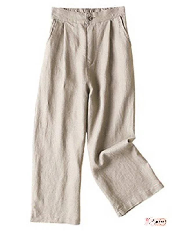 5 Colors Line Loose Casual Plus Size Wide-Leg Pants