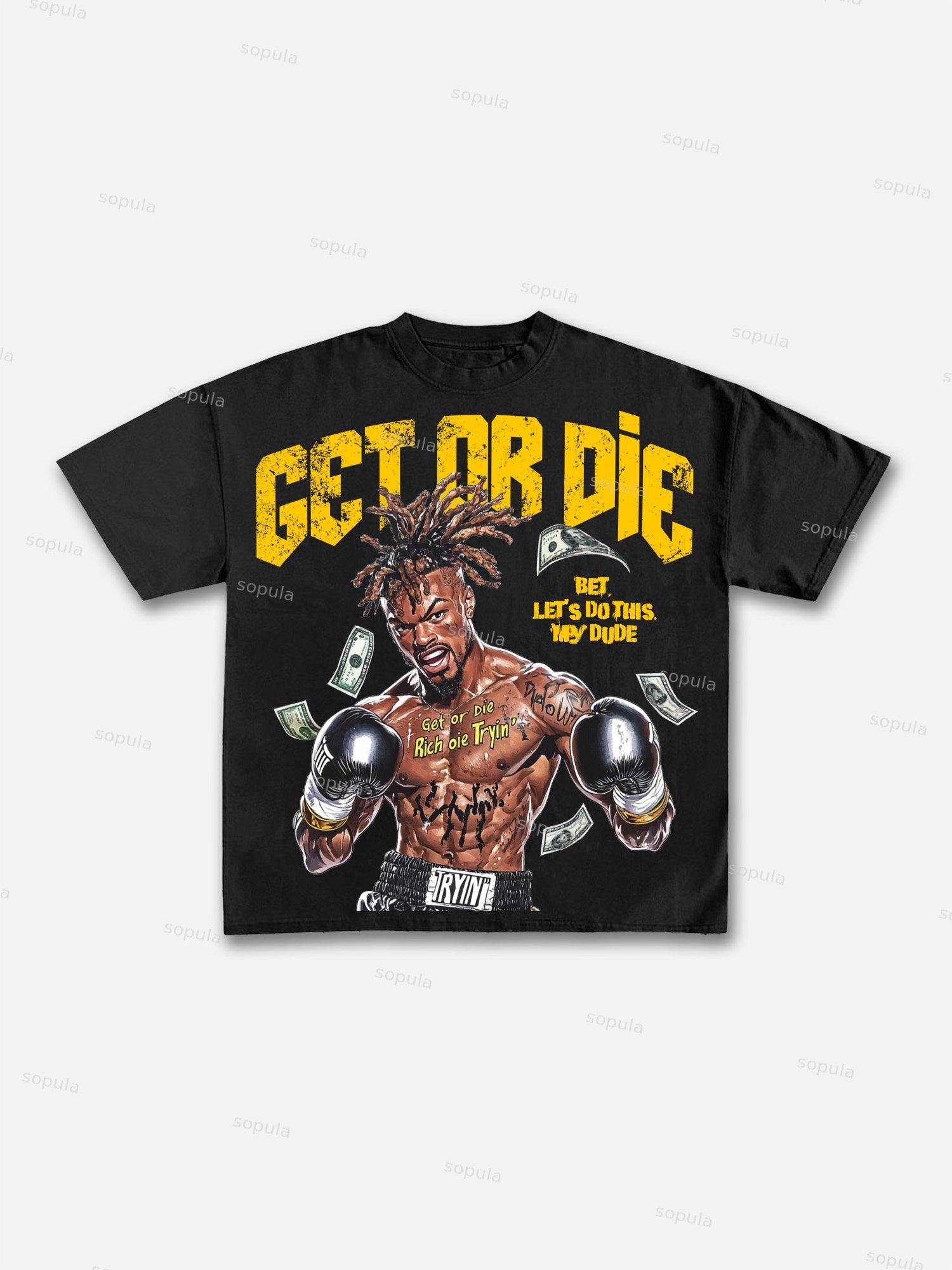 Get Or Die Vintage Boxer Graphic Cotton T-shirt