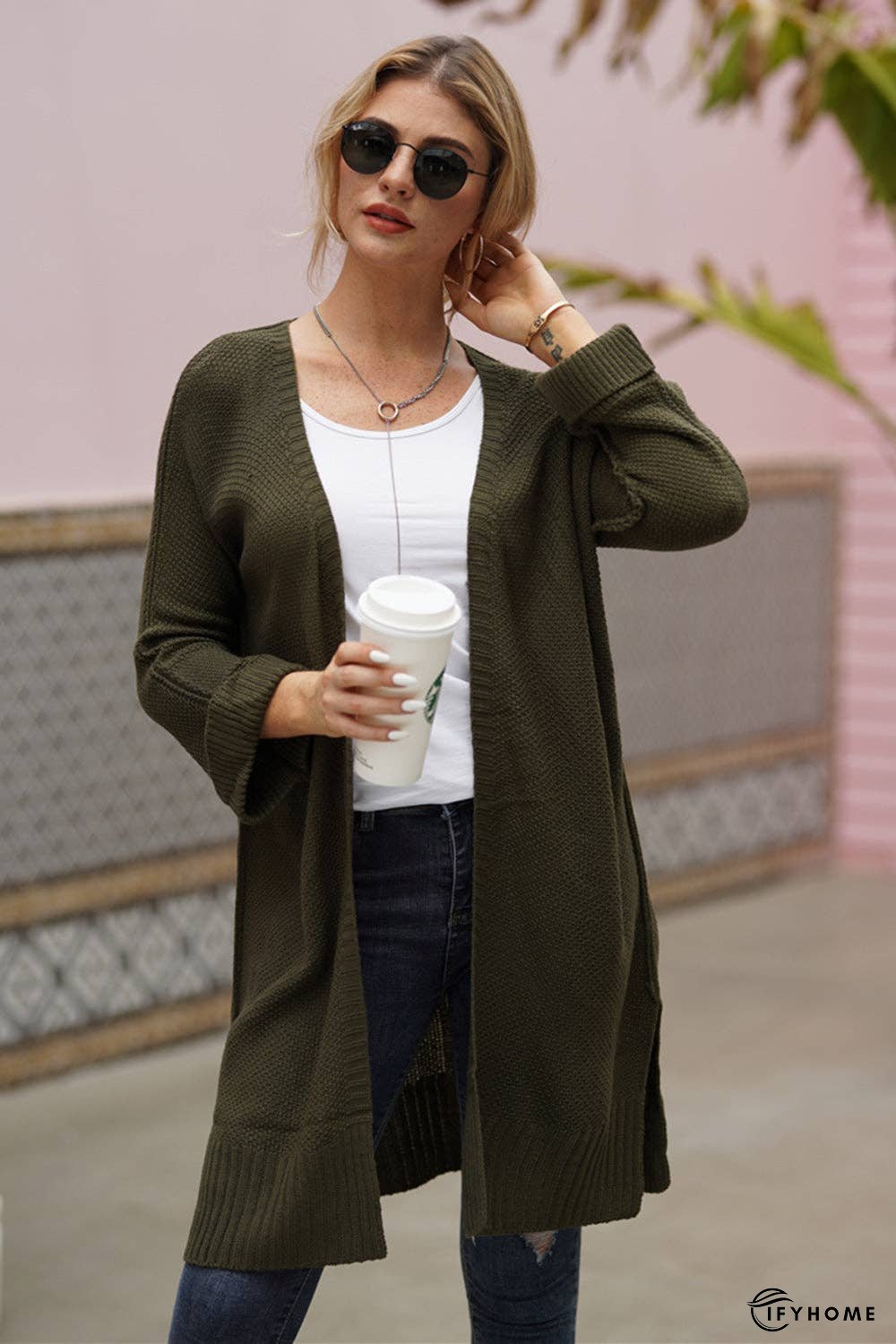 Open Front Long Sleeve Cardigan | IFYHOME