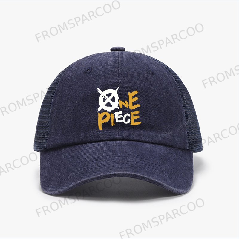 Unisex One Piece Anime Simple Print Breathable Mesh Baseball Cap