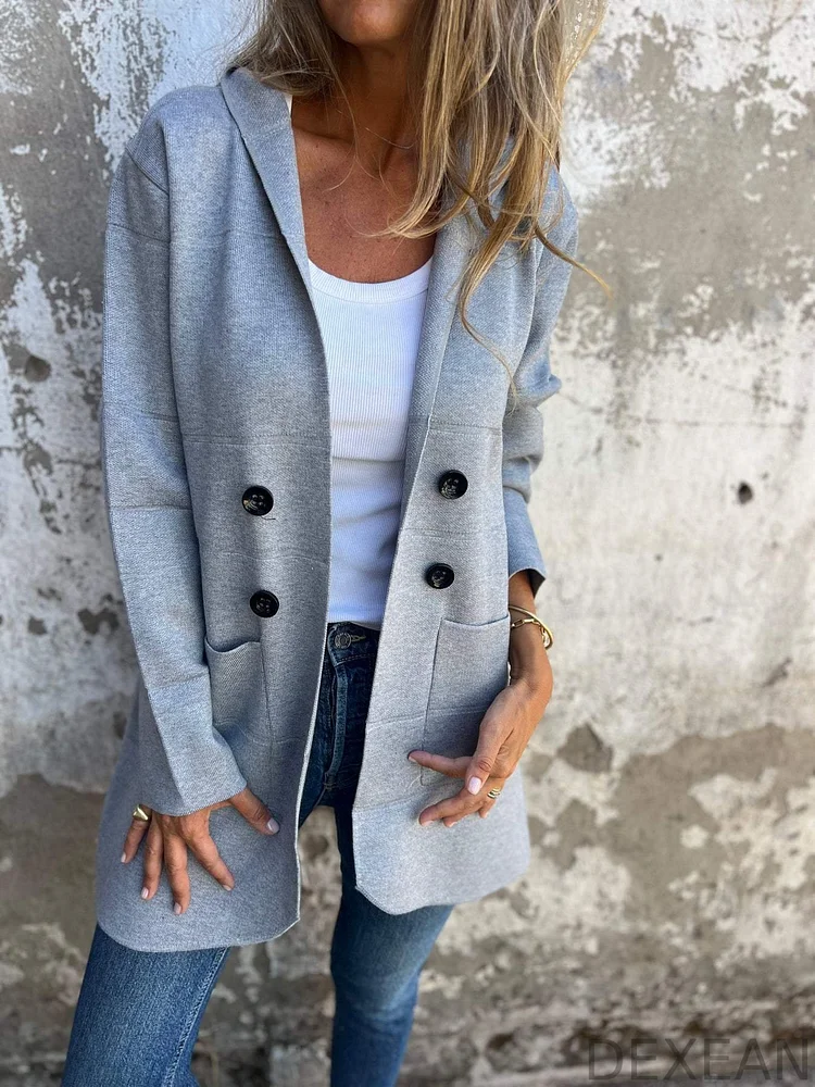 Hooded Casual Button-up Cardigan