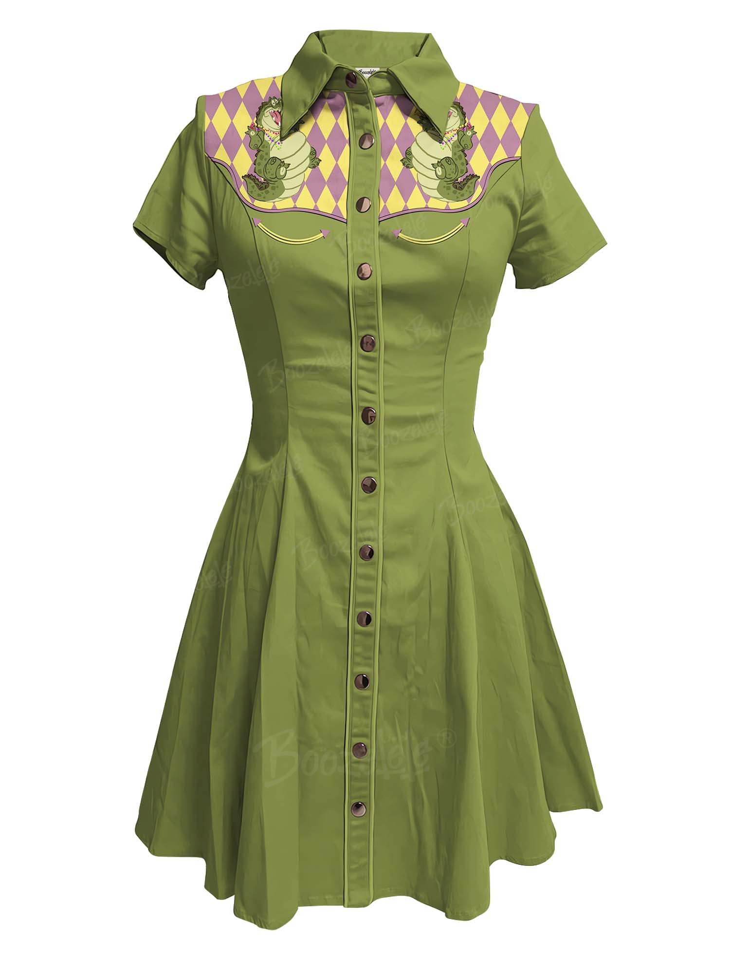 Mardi Gras Dancing Crocodile - 100% Cotton Dress