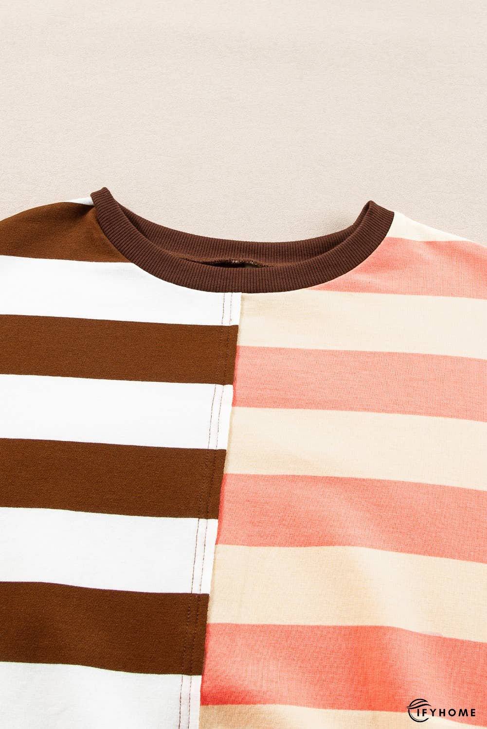 Stripe Color Block Drop Shoulder Pullover Sweatshirt | IFYHOME