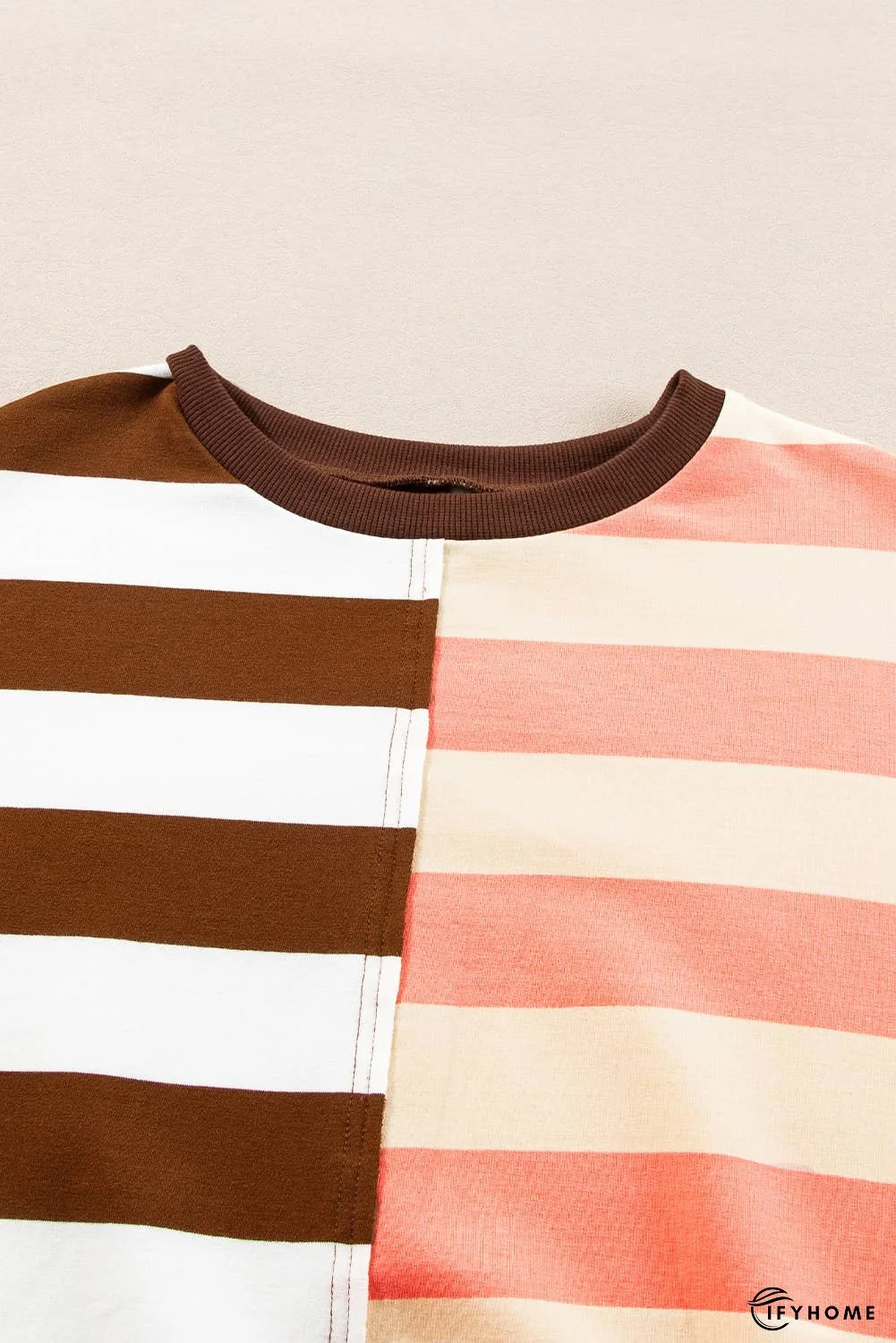 Stripe Color Block Drop Shoulder Pullover Sweatshirt | IFYHOME