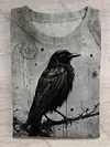 Unisex Halloween Raven Print Casual T-Shirt