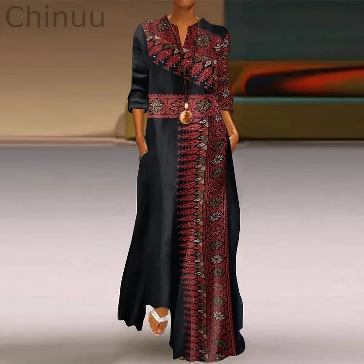 Thobe Dress Tatreez Black and Red with attached Ruffle Inspired Tassels Flowy Maxi Dress