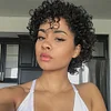Glueless Fluffy Pixie Cut Short Curly Hair Wigs With Bangs 