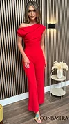 Nisha Red Sleeveless Cowl Neck Jumpsuit