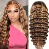 Hightlight Brown Mixed Blonde Body Wave Wig Long Hair