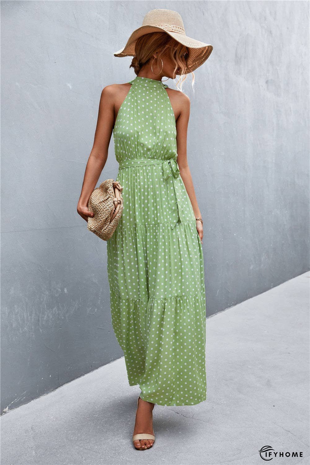 Printed Sleeveless Tie Waist Maxi Dress | IFYHOME