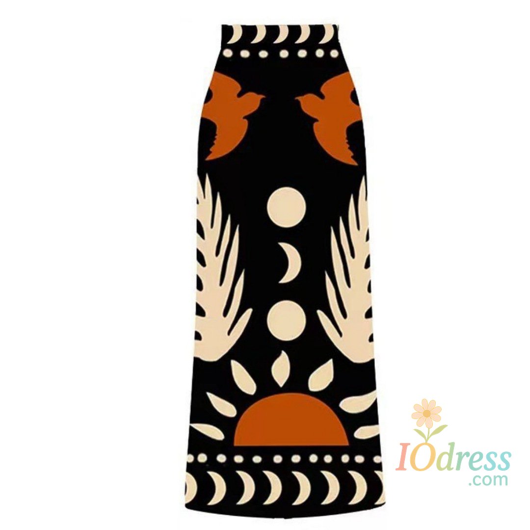 IO Dress 2025 New one Piece Swimsuit for Women vintage print Bathing Bikini Suit Strap Beach Swimwear Set with Chiffon Long Skirt