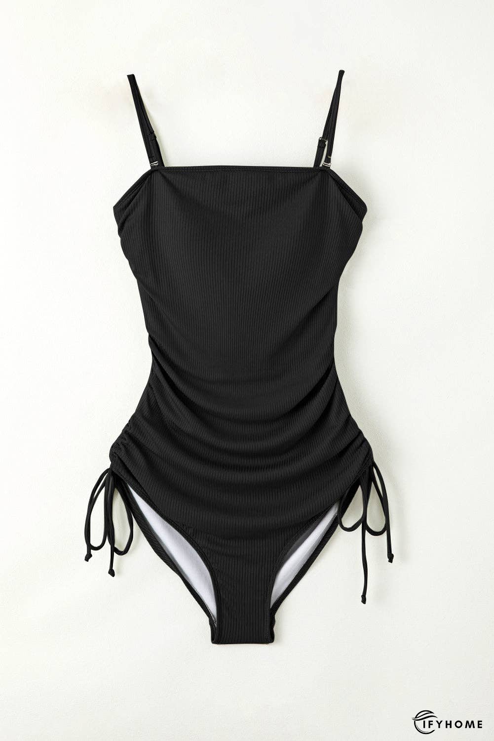 Drawstring Spaghetti Strap One-Piece Swimwear | IFYHOME