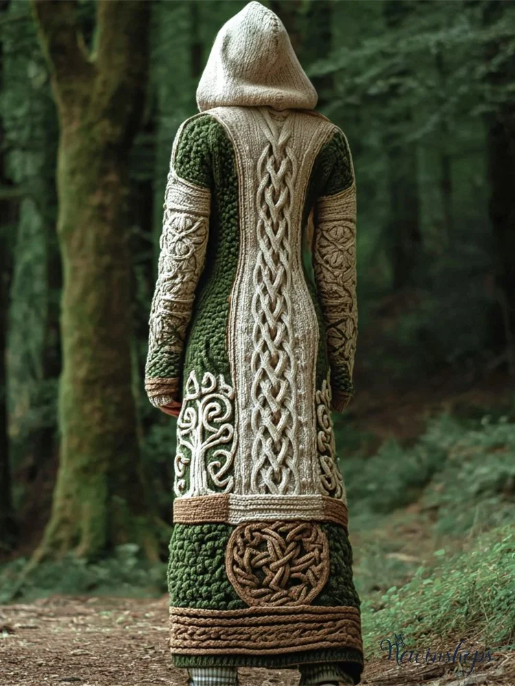 Celtic Knot Irish Art Women's Hooded Knit Cardigan