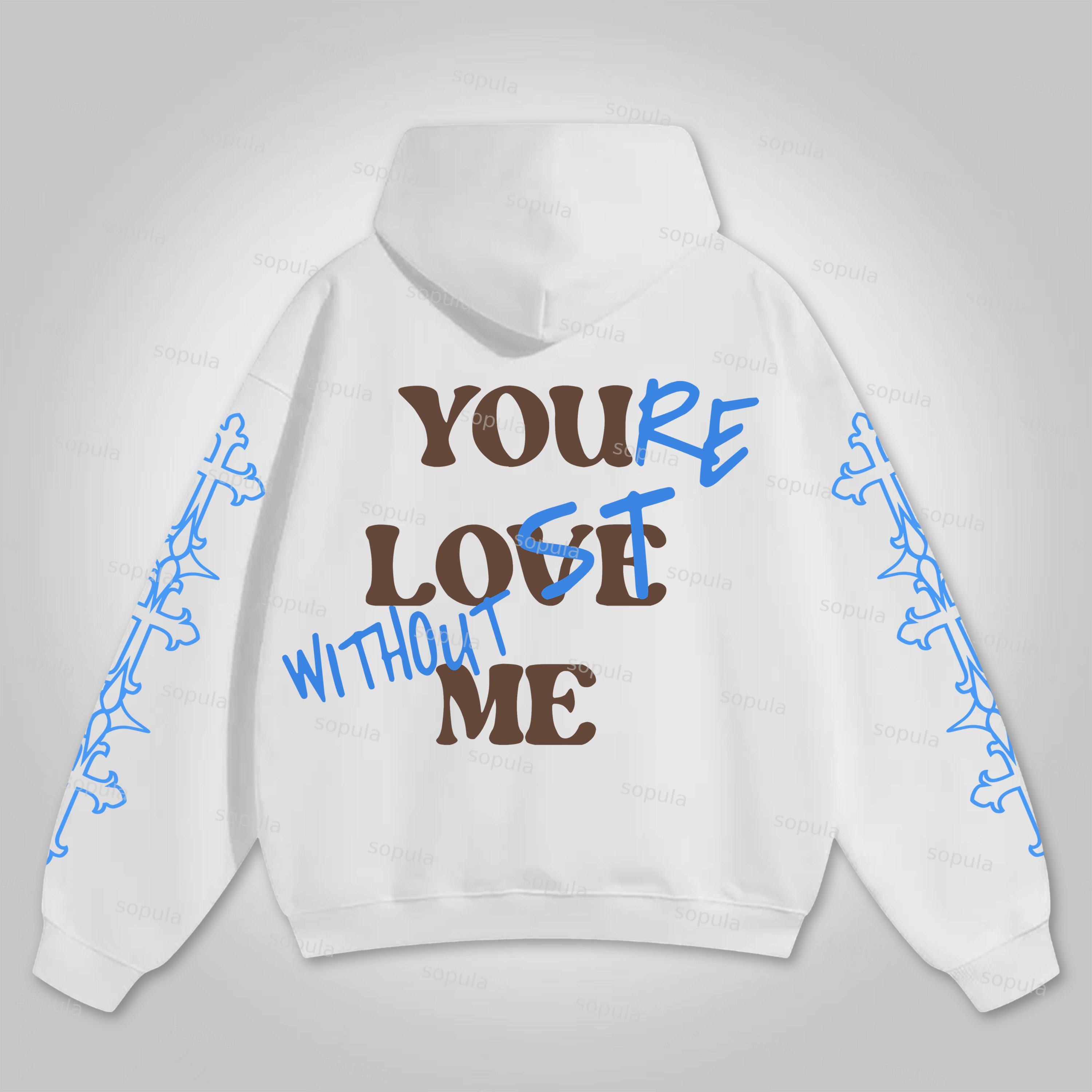 Your Lost Without Me Puff Print Graphic Zip-Up Hoodie