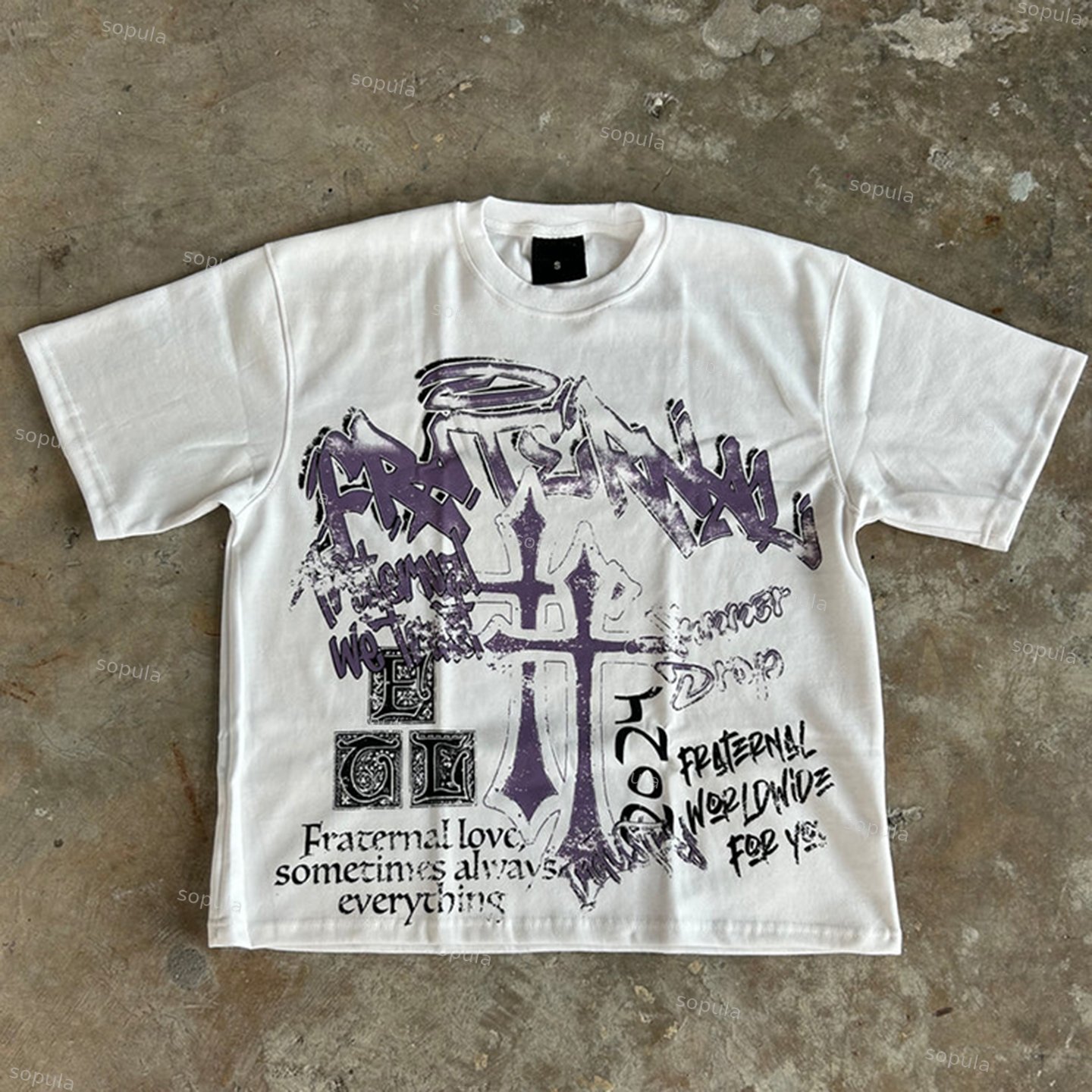 Vintage Fraternal Double Cross Graphic Cotton T-Shirt