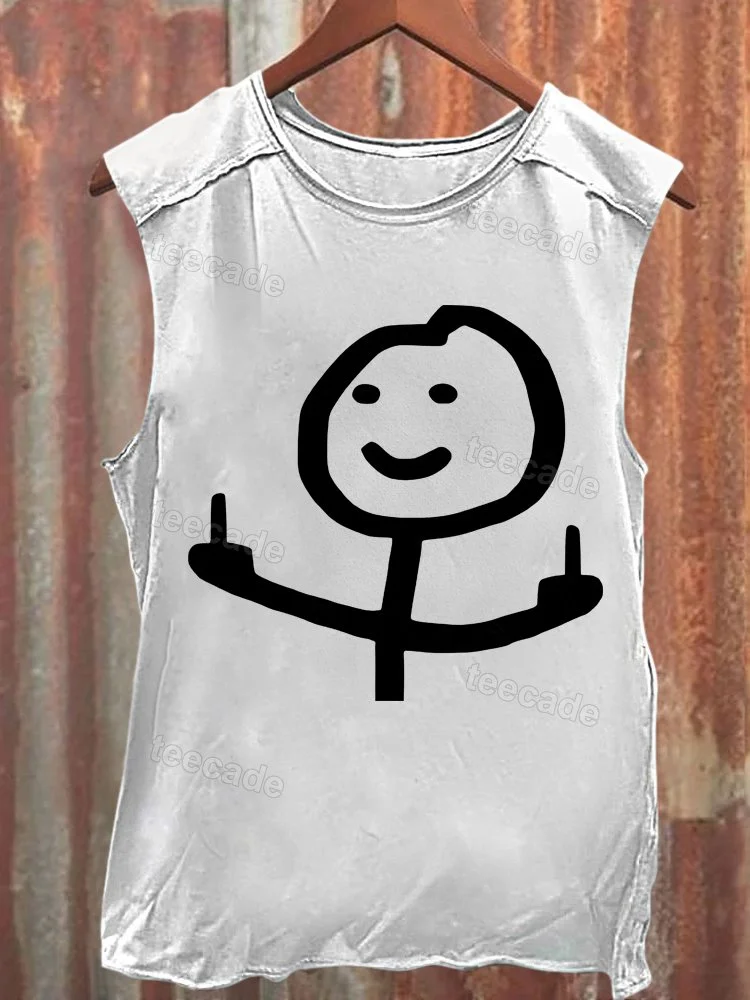 Teecade Teecade Stickman Giving Middle Finger Tank Top