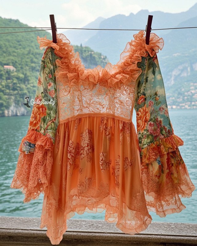 Summer Vacation Ruffle Lace Chiffon Top 7a63