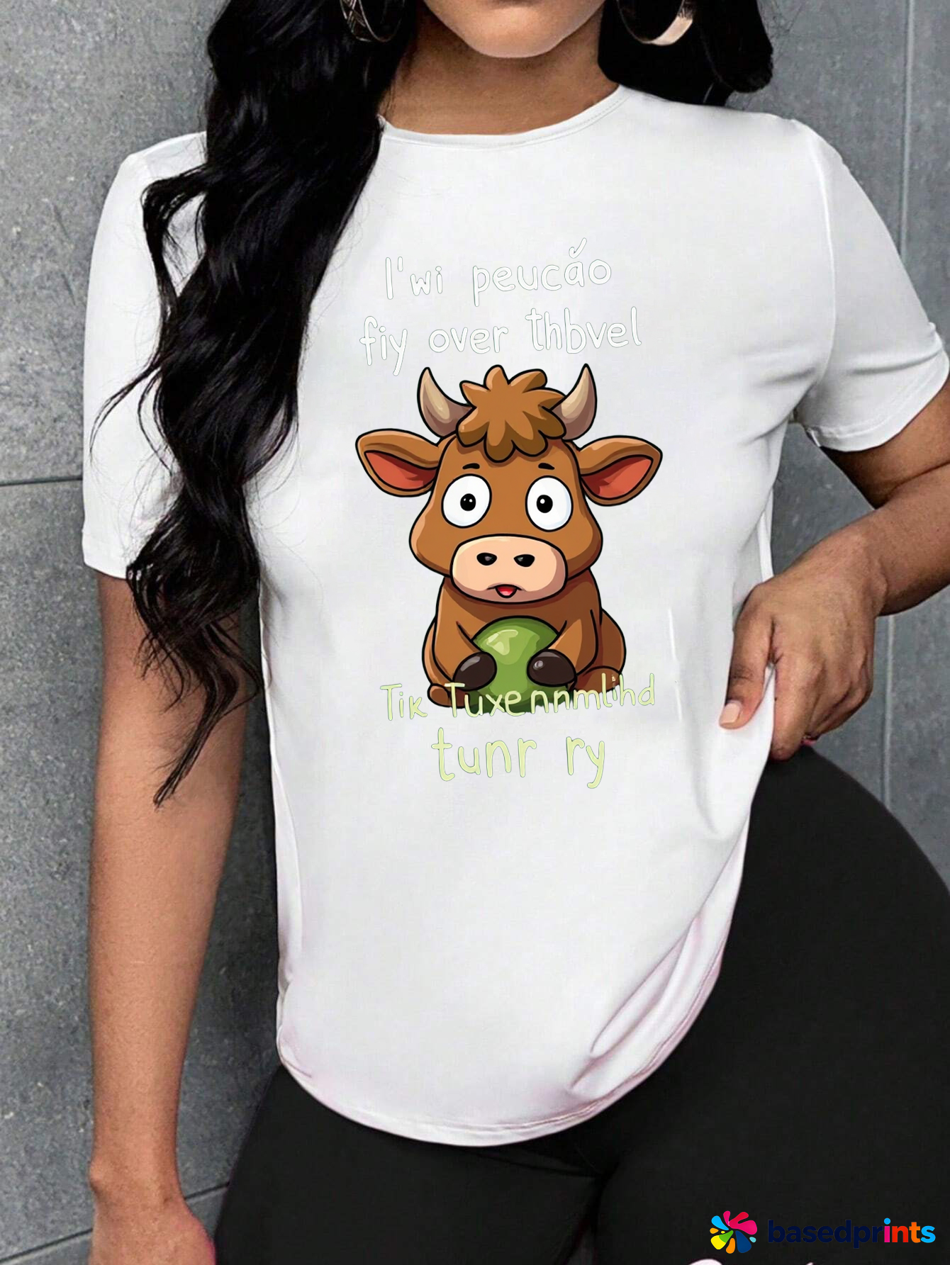 Cute Cow T-Shirt Women Summer Casual Short Sleeve Tops
