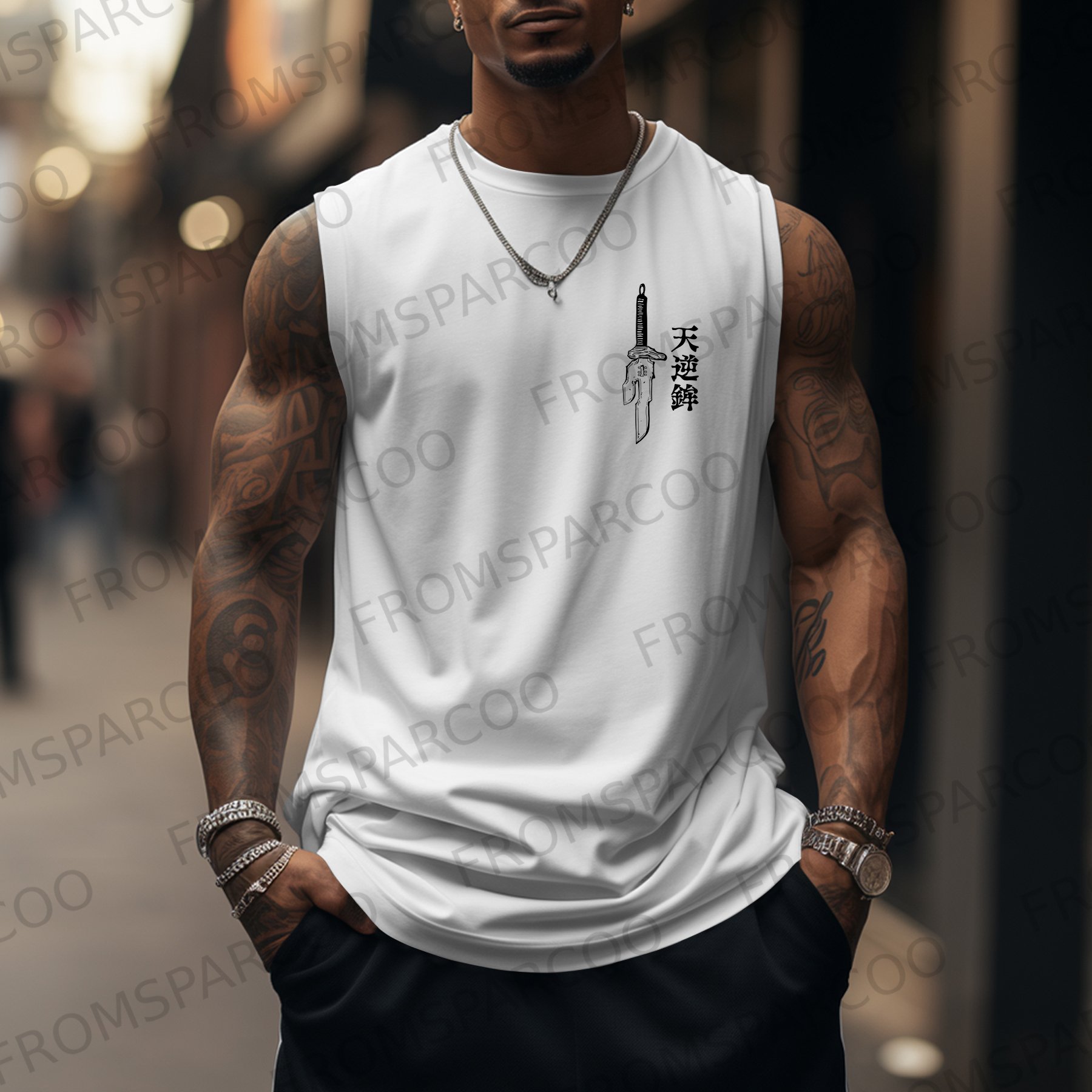 Oversized Mainstream Anime Print Sports Tank Top