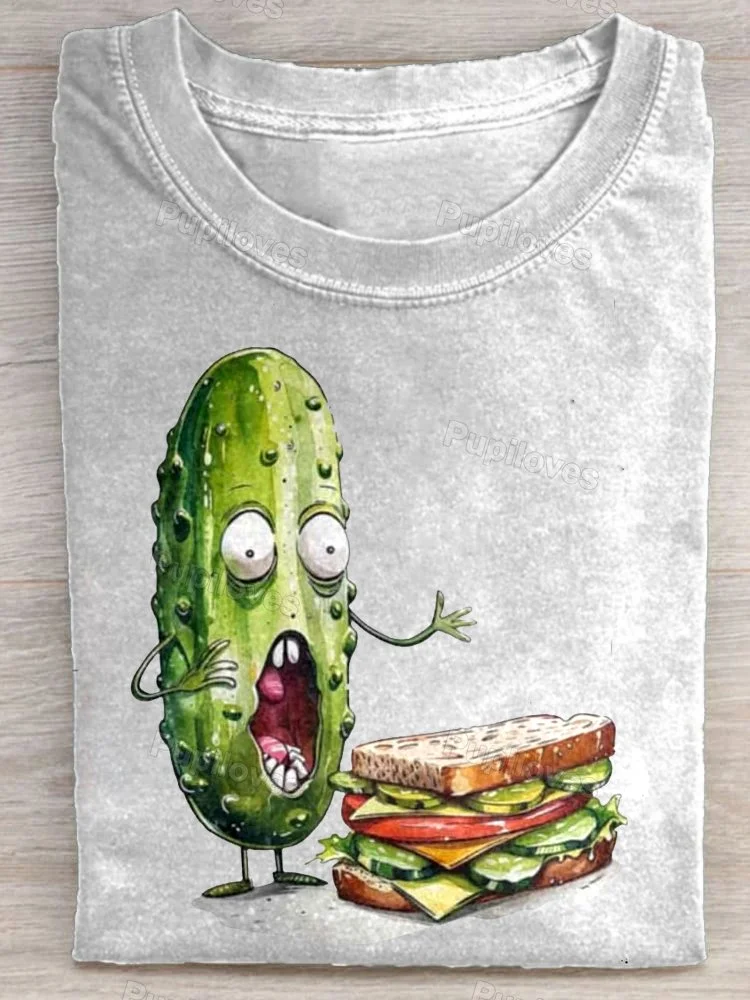 Pupiloves Pupiloves Funny Cucumber Canvas Prints T-shirt