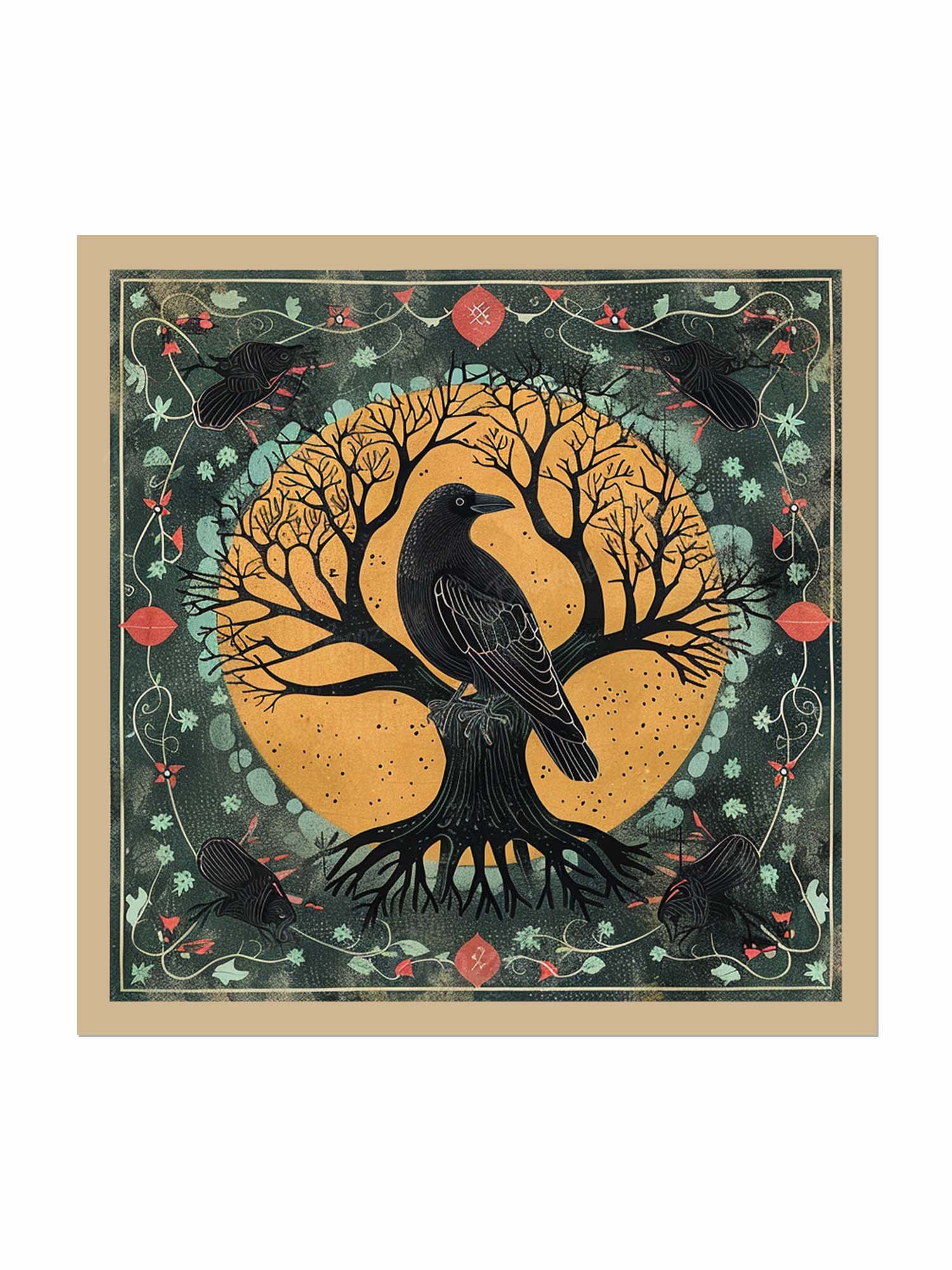 Crow And Lily Of The Valley - Cotton Bandana