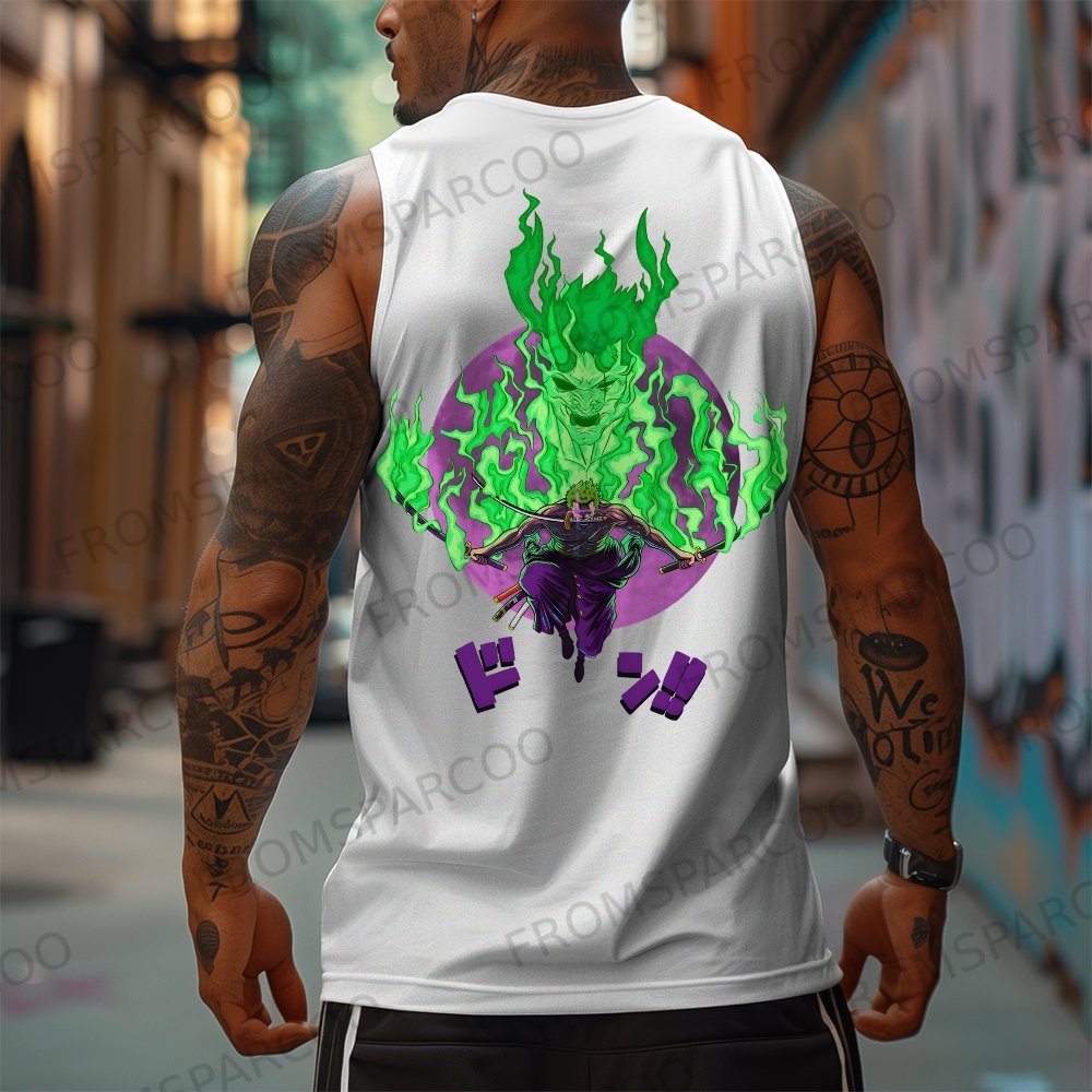 Oversized Anime Print Gym Tank Top