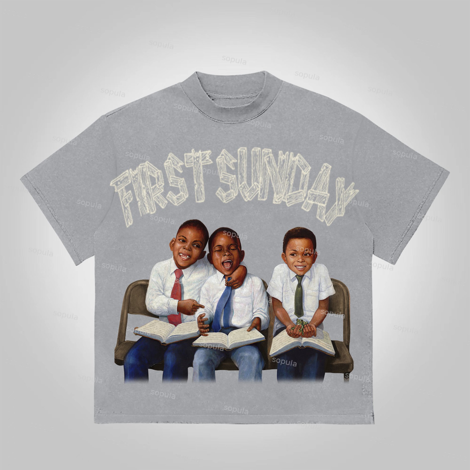 Sopula First Sunday Kids Retro Graphic 100% Cotton T-Shirt