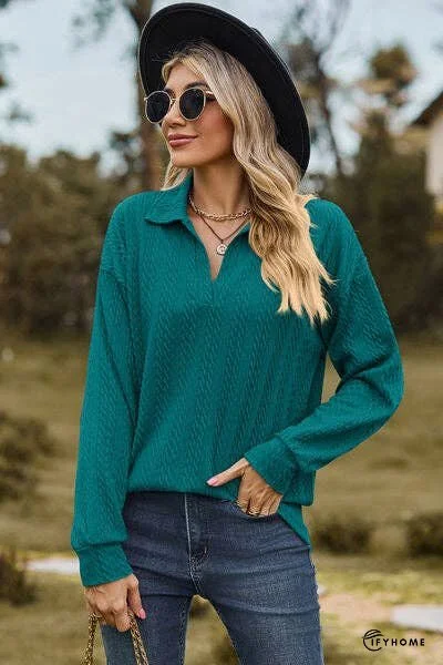 Johnny Collar Dropped Shoulder Blouse | IFYHOME