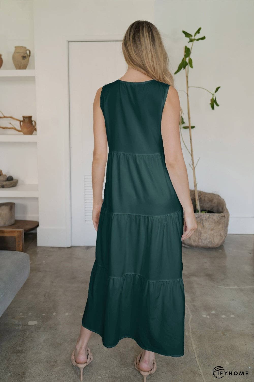 V-Neck Sleeveless Midi Tiered Dress | IFYHOME