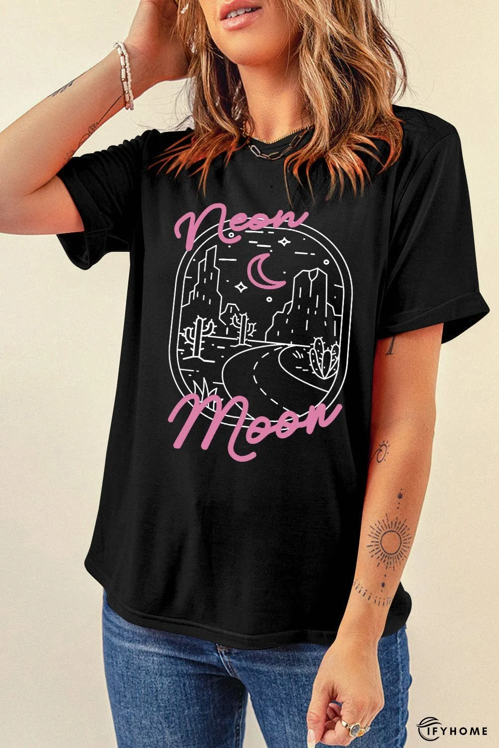 Graphic Round Neck Short Sleeve T-Shirt | IFYHOME