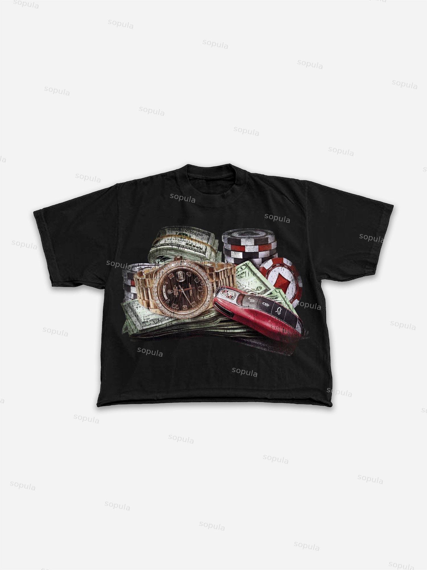 Stack Or Starve Vintage Fortune Graphic Cropped T-shirt