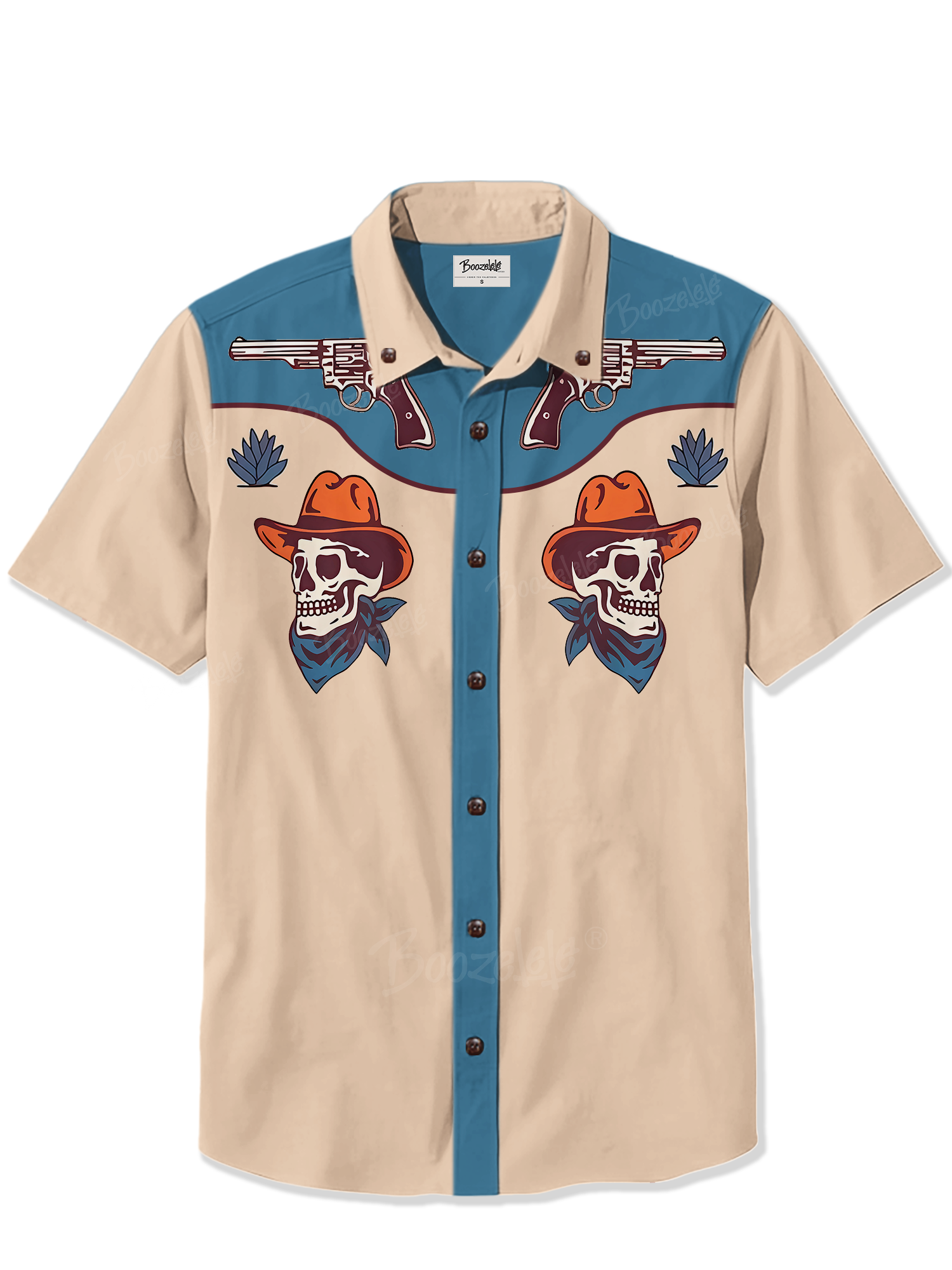 Western Pistol Skull- 100% Cotton Shirt