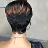 Glueless Black Gold Short Straight Bob Pixe Cut Hair