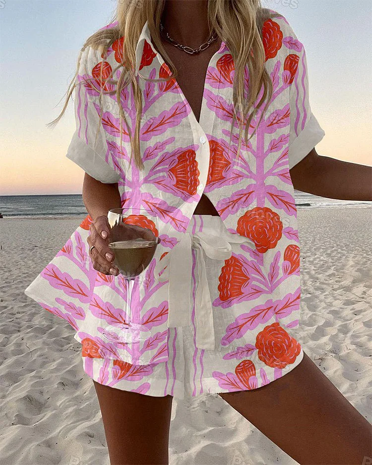 Pupiloves Pupiloves Stylish Print Short Two-Piece Set