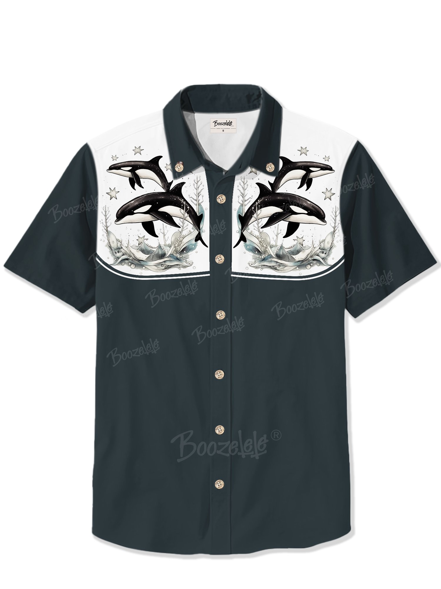 Retro Killer Whale Sea- 100% Cotton Shirt