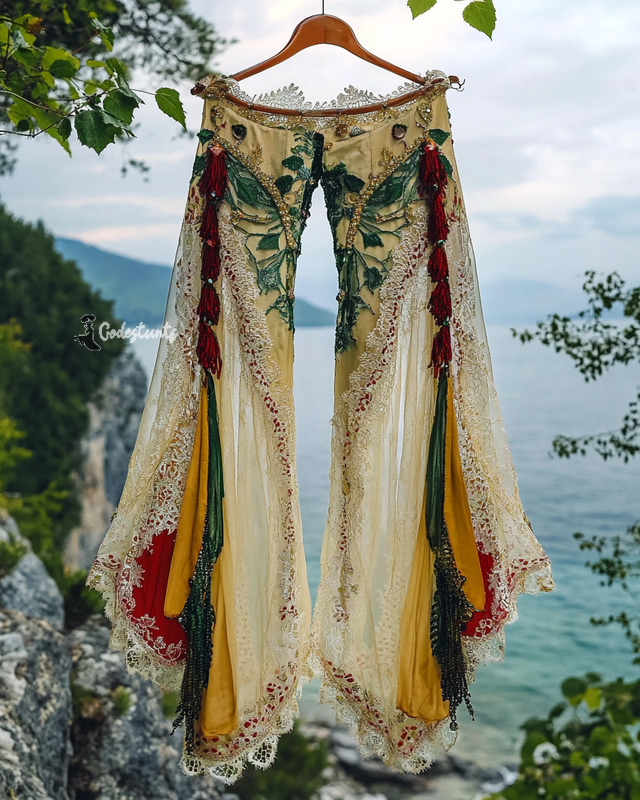 Summer Vacation Ruffle Lace Contrast Pants 7e04